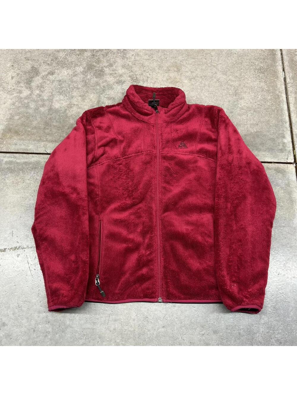 vintage nike acg deep pile maroon fleece jacket size xl WOMENS